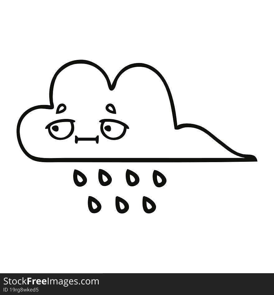 line drawing cartoon storm rain cloud