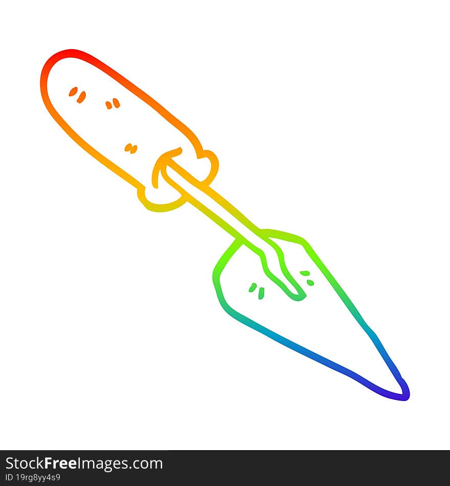 rainbow gradient line drawing cartoon trowel