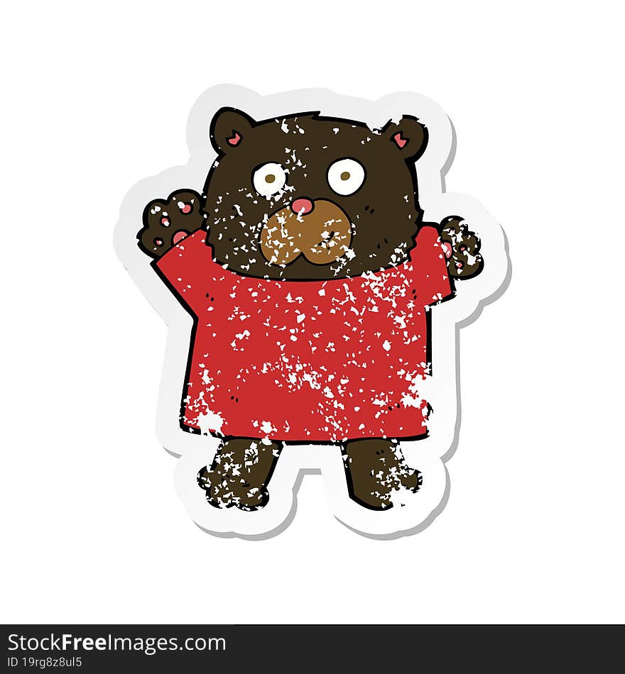 Retro Distressed Sticker Of A Cartoon Cute Black Bear