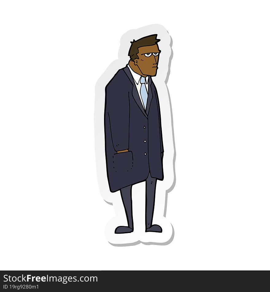 Sticker Of A Cartoon Bad Tempered Man