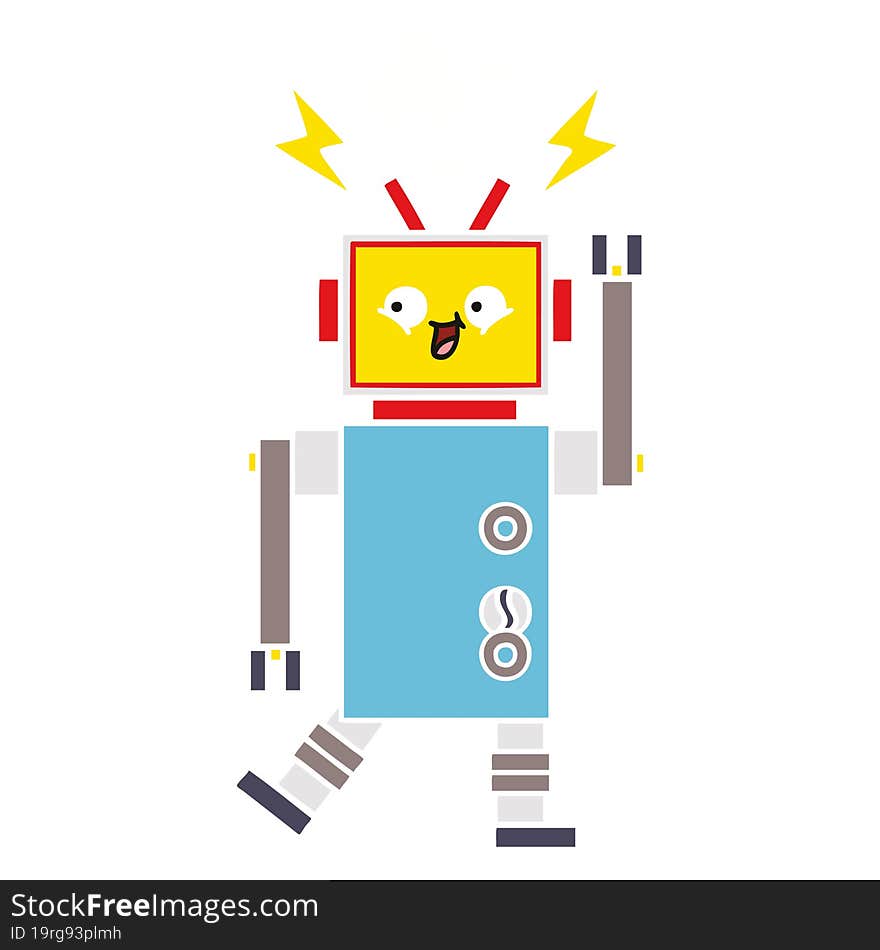 Flat Color Retro Cartoon Robot