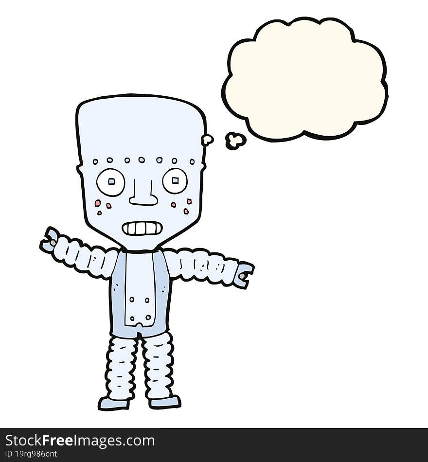 cartoon robot with thought bubble