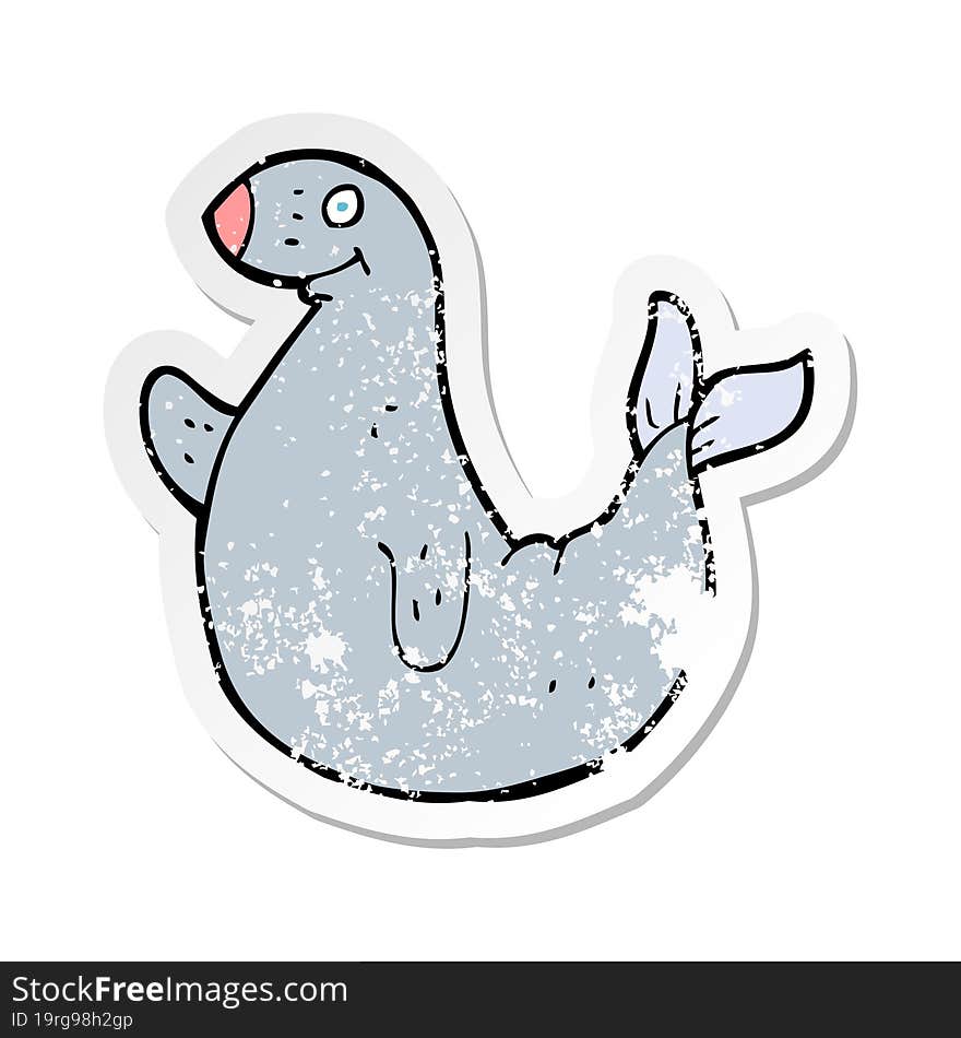 retro distressed sticker of a cartoon seal