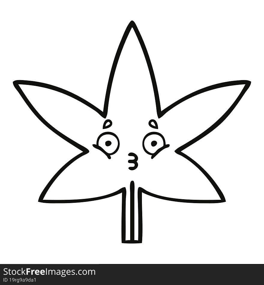 line drawing cartoon marijuana leaf