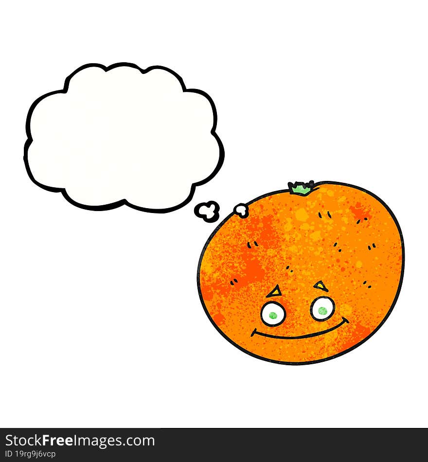 freehand drawn thought bubble textured cartoon orange