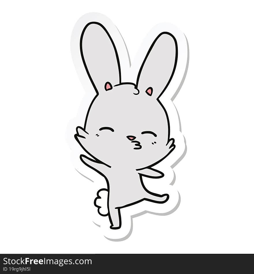 Sticker Of A Curious Bunny Cartoon