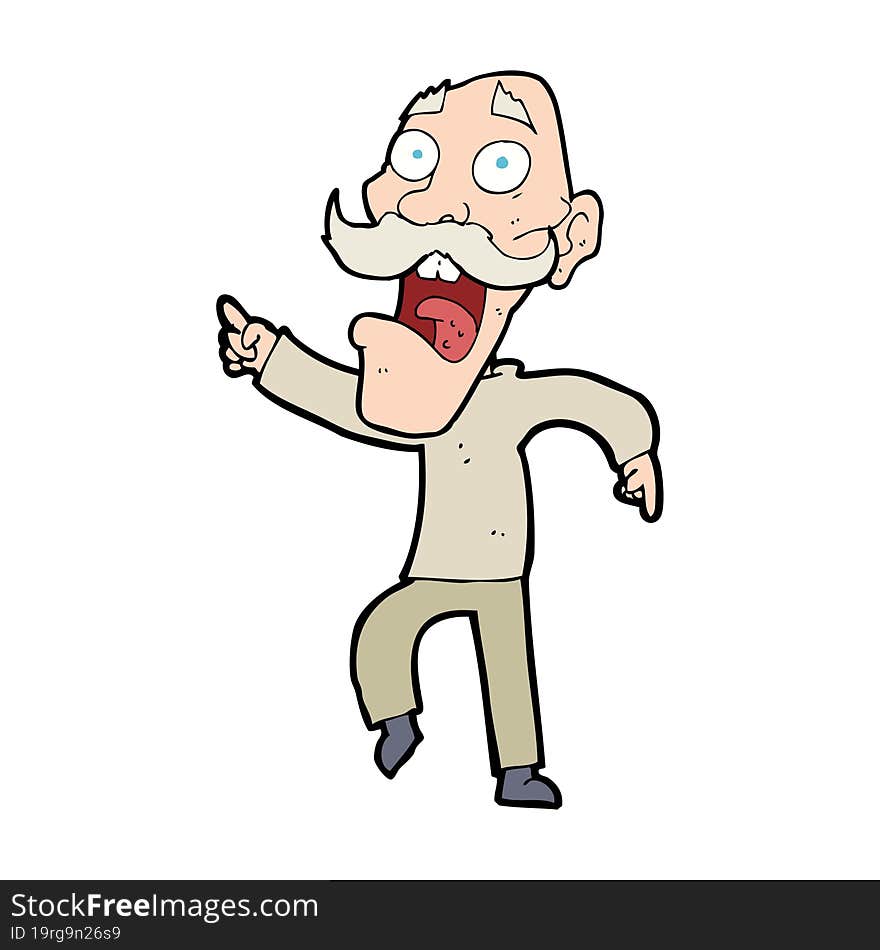 cartoon frightened old man