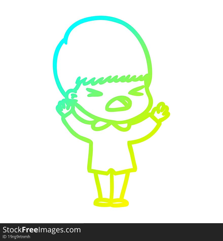 cold gradient line drawing cartoon stressed man