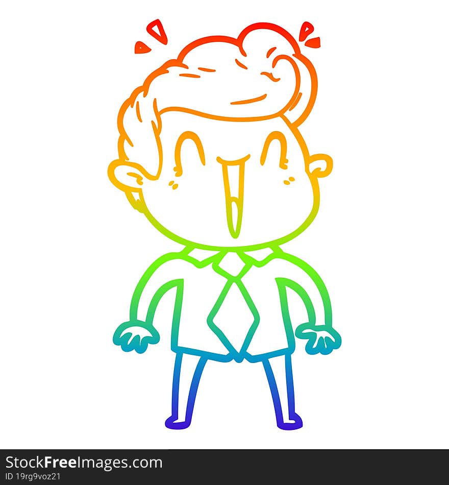 rainbow gradient line drawing cartoon excited man