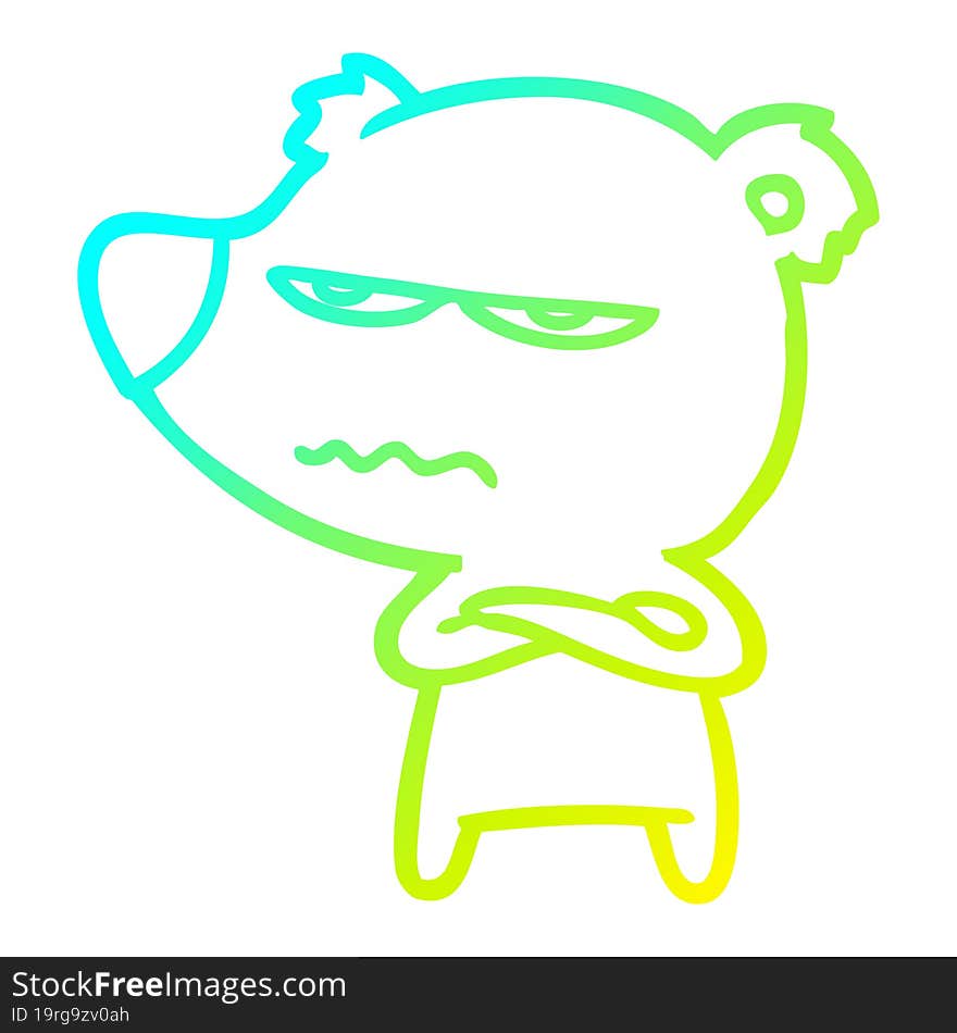 cold gradient line drawing of a angry bear cartoon