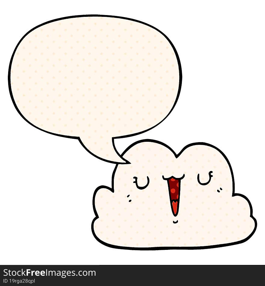 cute cartoon cloud and speech bubble in comic book style