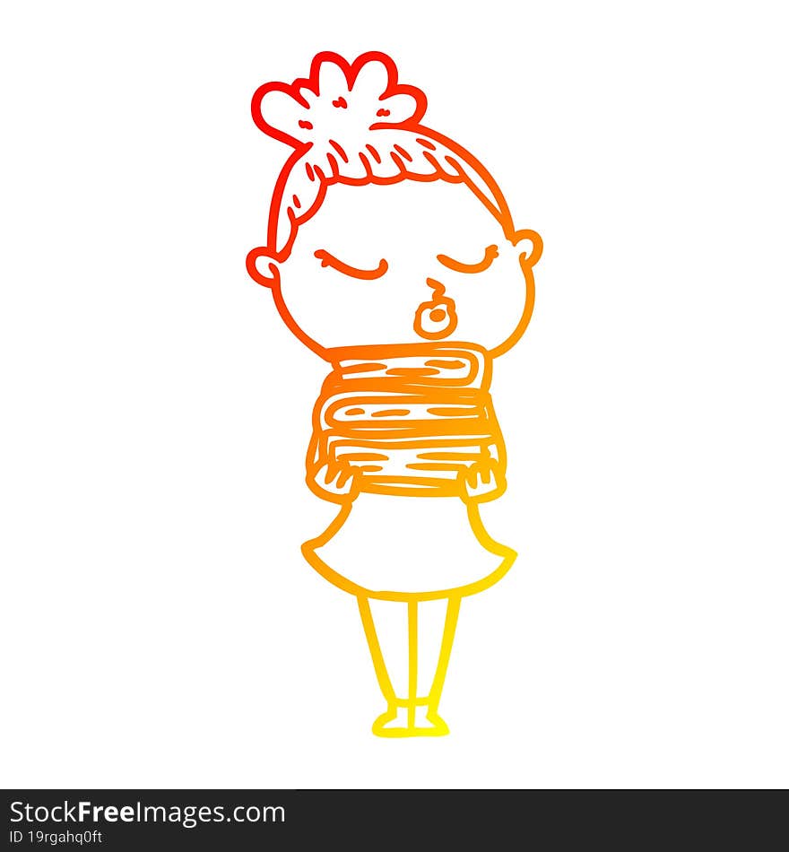 warm gradient line drawing cartoon calm woman