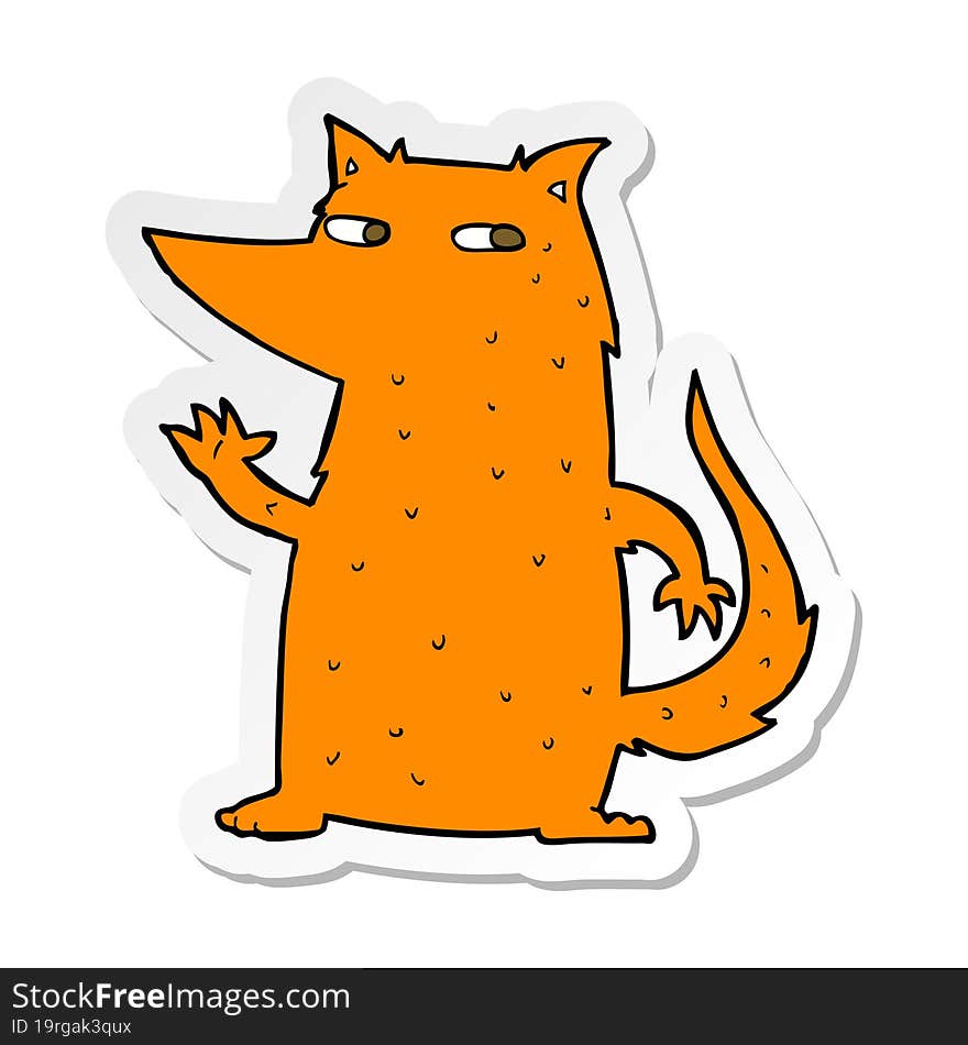 sticker of a cartoon fox waving