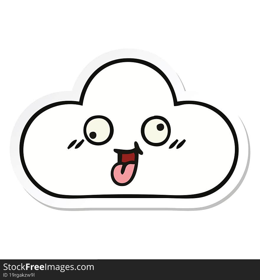 sticker of a cute cartoon cloud