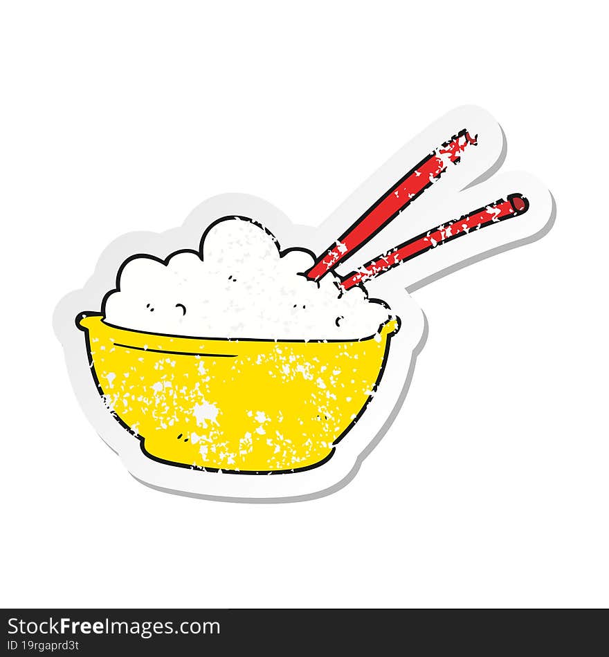 retro distressed sticker of a cartoon bowl of rice