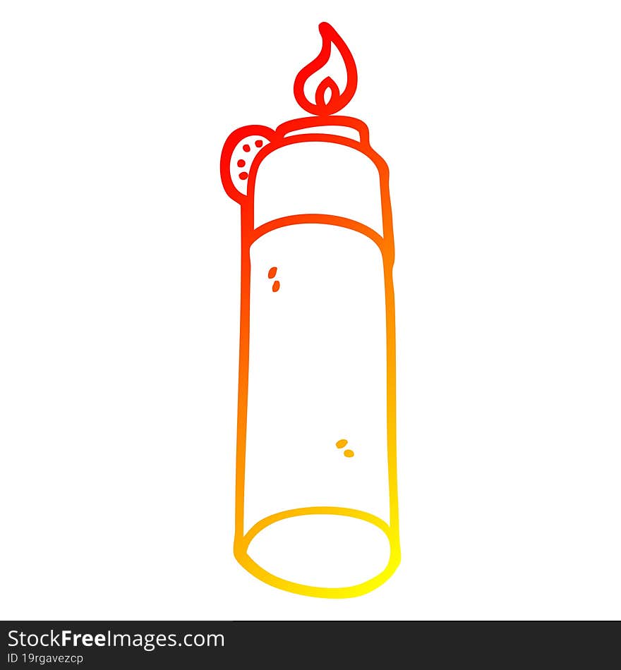 warm gradient line drawing of a cartoon cigarette lighter