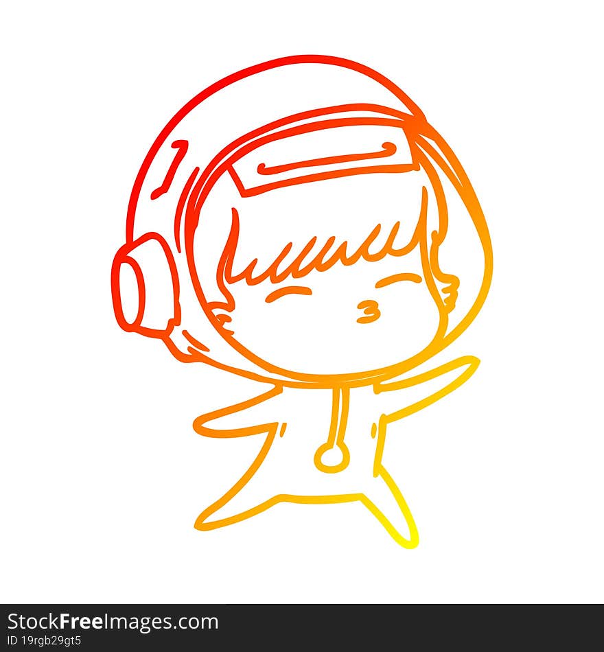 warm gradient line drawing cartoon curious astronaut