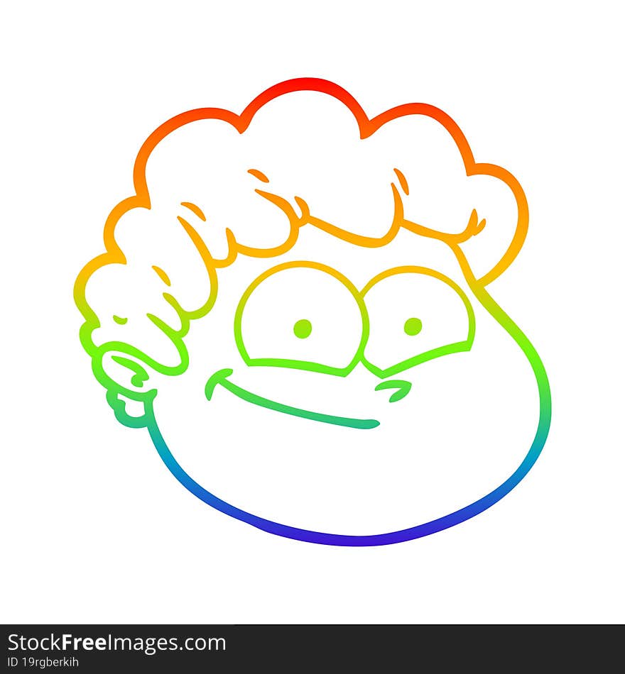 Rainbow Gradient Line Drawing Cartoon Male Face