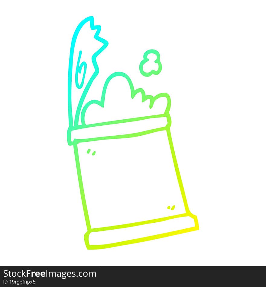 cold gradient line drawing cartoon open can of food