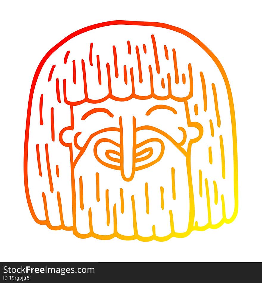 warm gradient line drawing of a cartoon bearded man