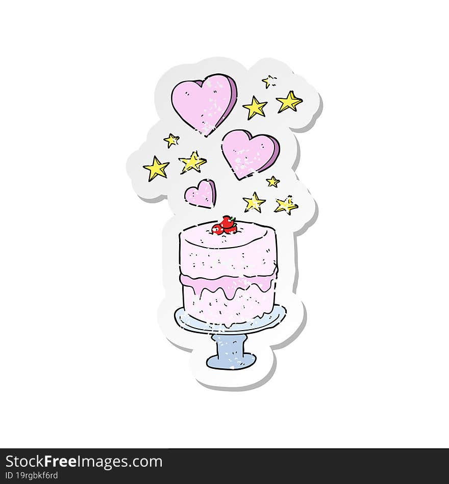 retro distressed sticker of a cartoon cake