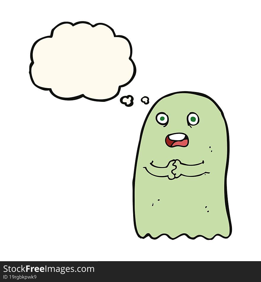 funny cartoon ghost with thought bubble