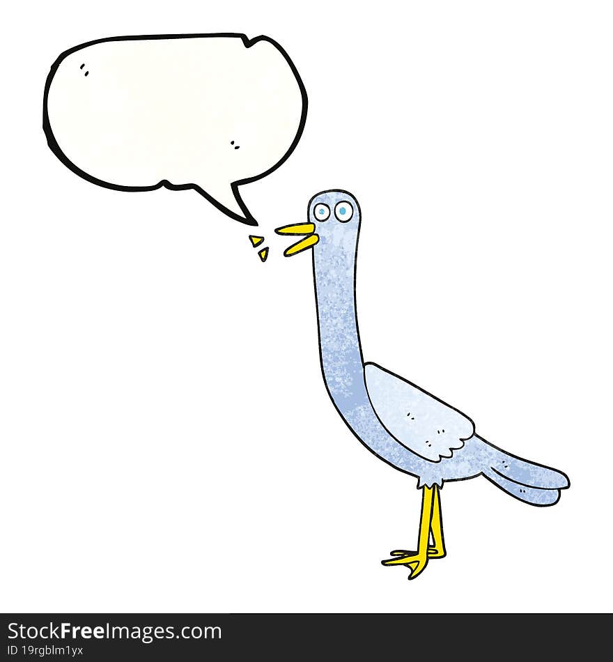 freehand speech bubble textured cartoon bird