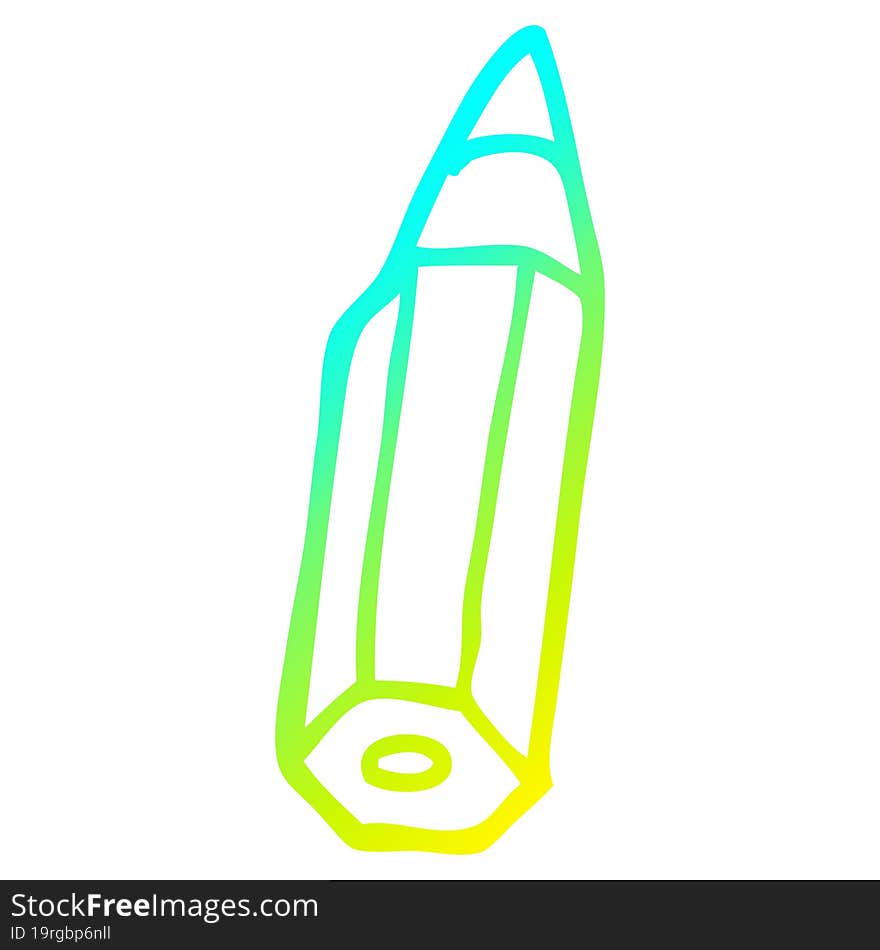 cold gradient line drawing of a cartoon coloring pencil