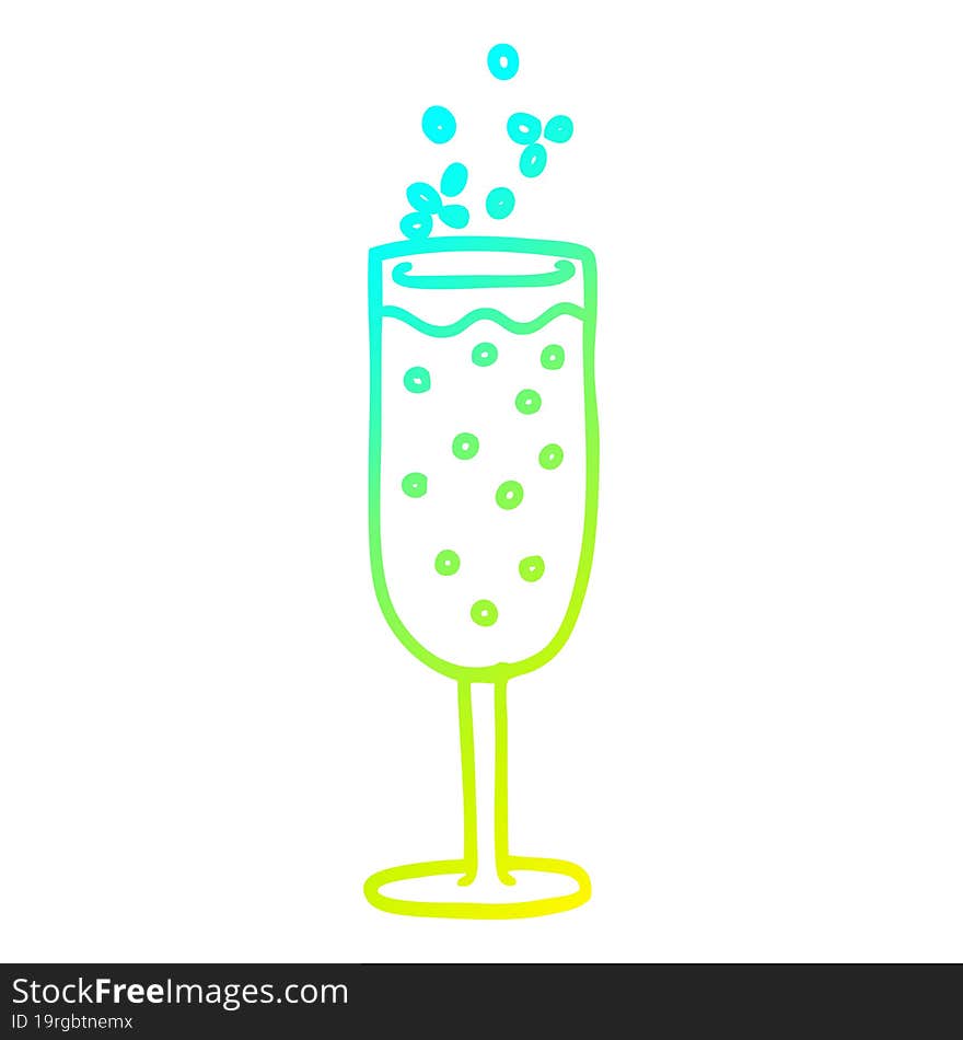 cold gradient line drawing of a cartoon champagne flute