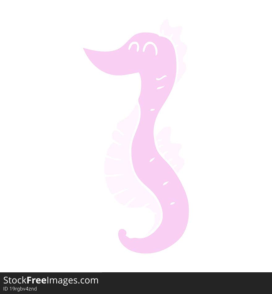 flat color illustration of a cartoon seahorse