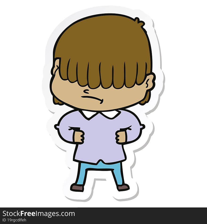 Sticker Of A Cartoon Boy With Untidy Hair