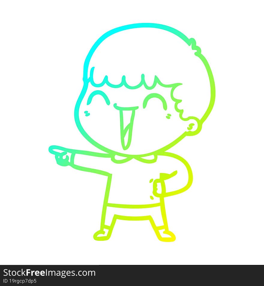 cold gradient line drawing cartoon happy man