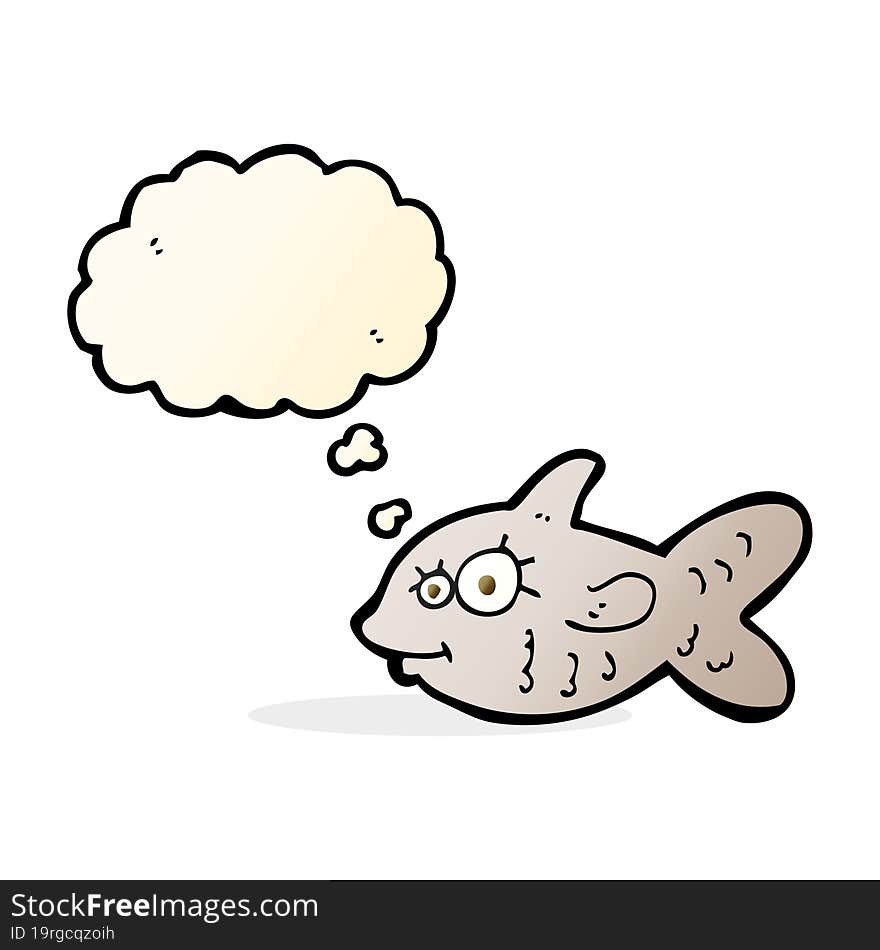 cartoon happy goldfish with thought bubble