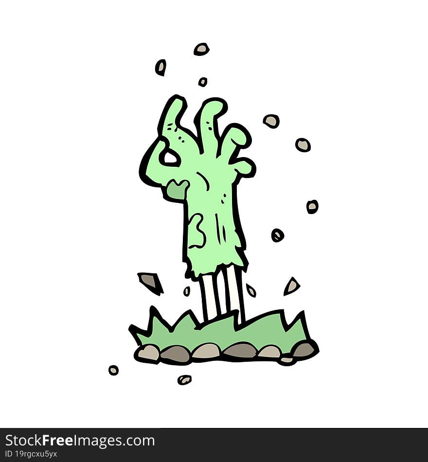 Cartoon Zombie Hand Rising From Ground