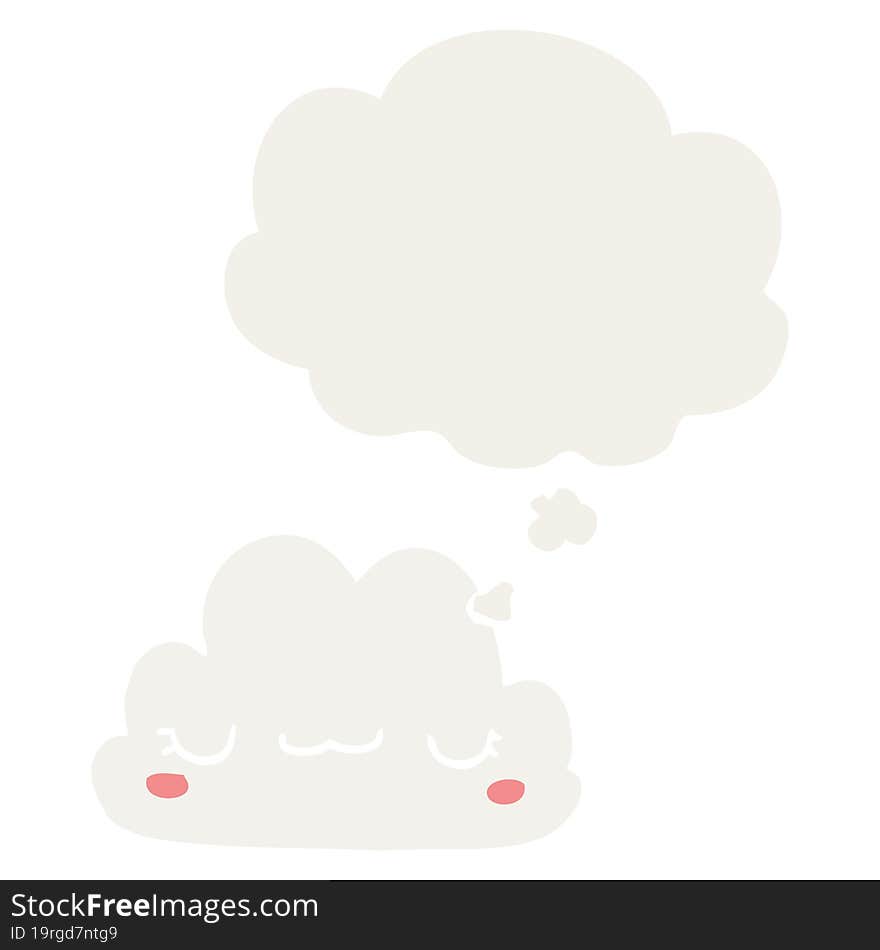 Cute Cartoon Cloud And Thought Bubble In Retro Style