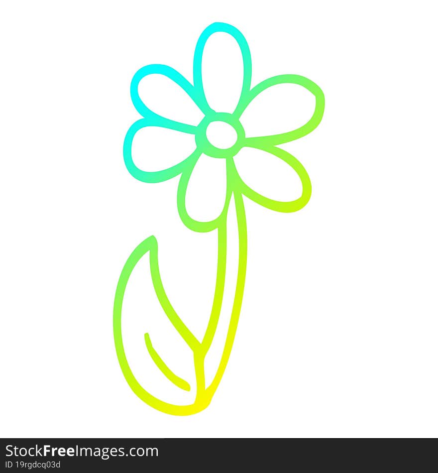 cold gradient line drawing cartoon single flower