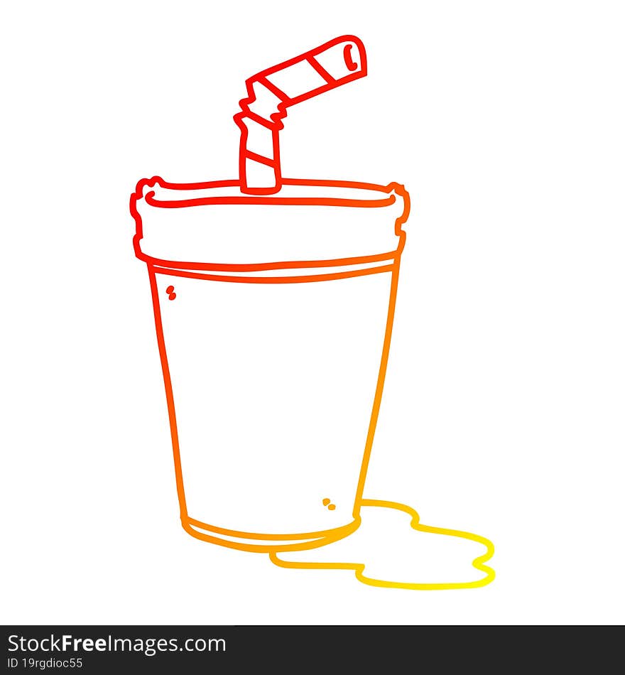 warm gradient line drawing cartoon soda cup