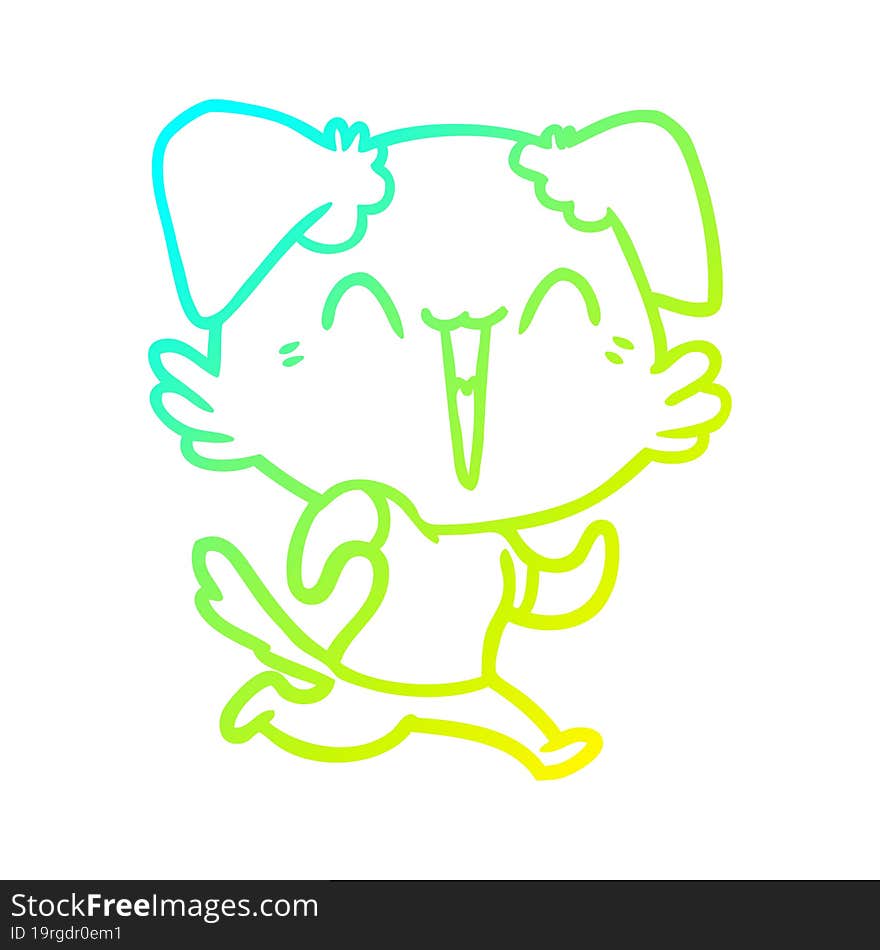 cold gradient line drawing happy little dog cartoon