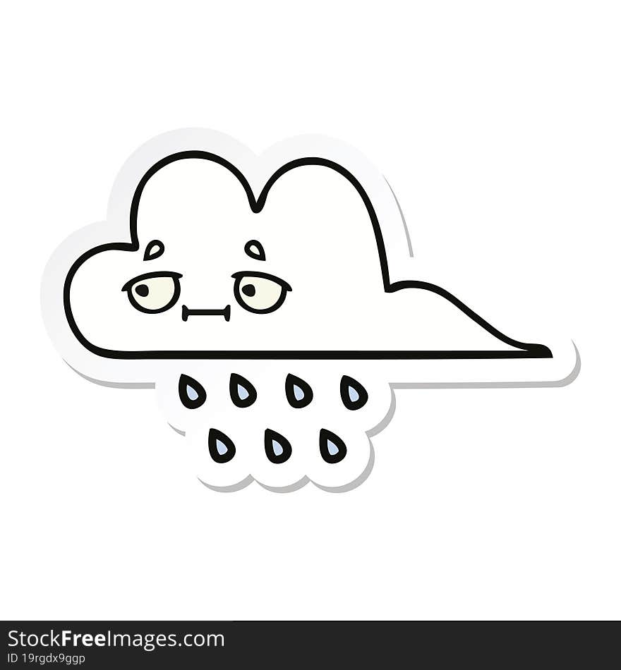 sticker of a cute cartoon rain cloud