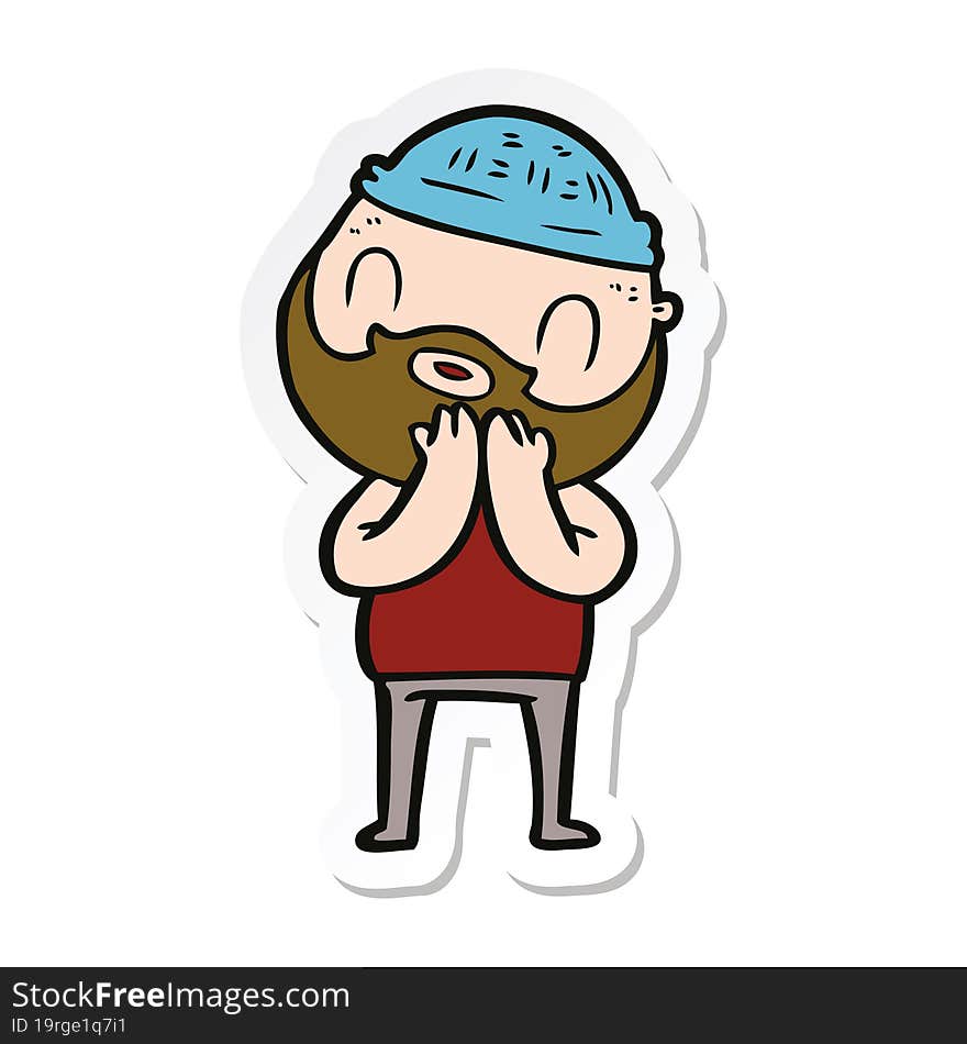 sticker of a cartoon bearded man