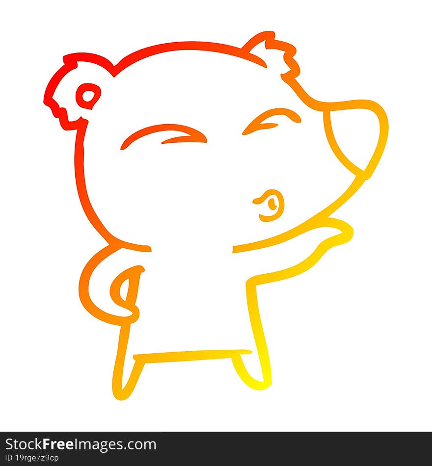 warm gradient line drawing cartoon whistling bear