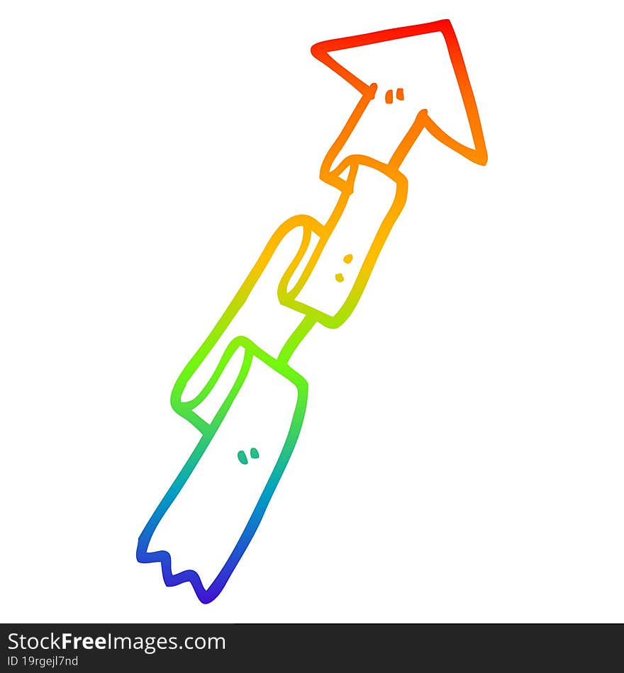 rainbow gradient line drawing cartoon banner arrow