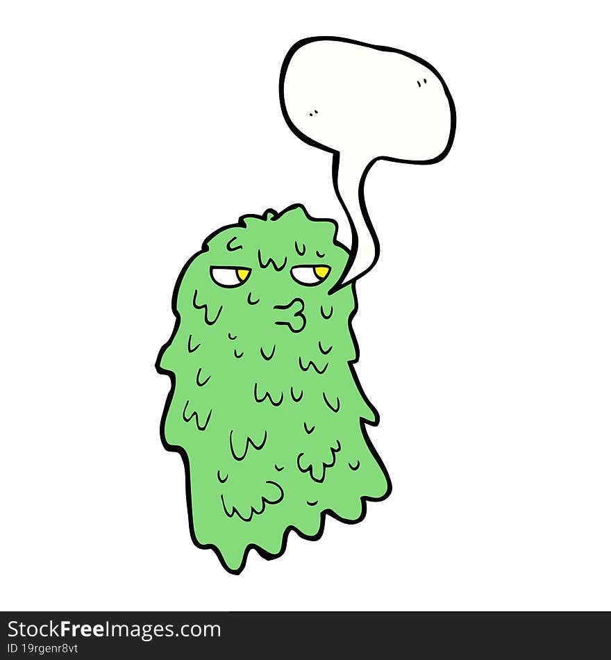 cartoon gross ghost with speech bubble