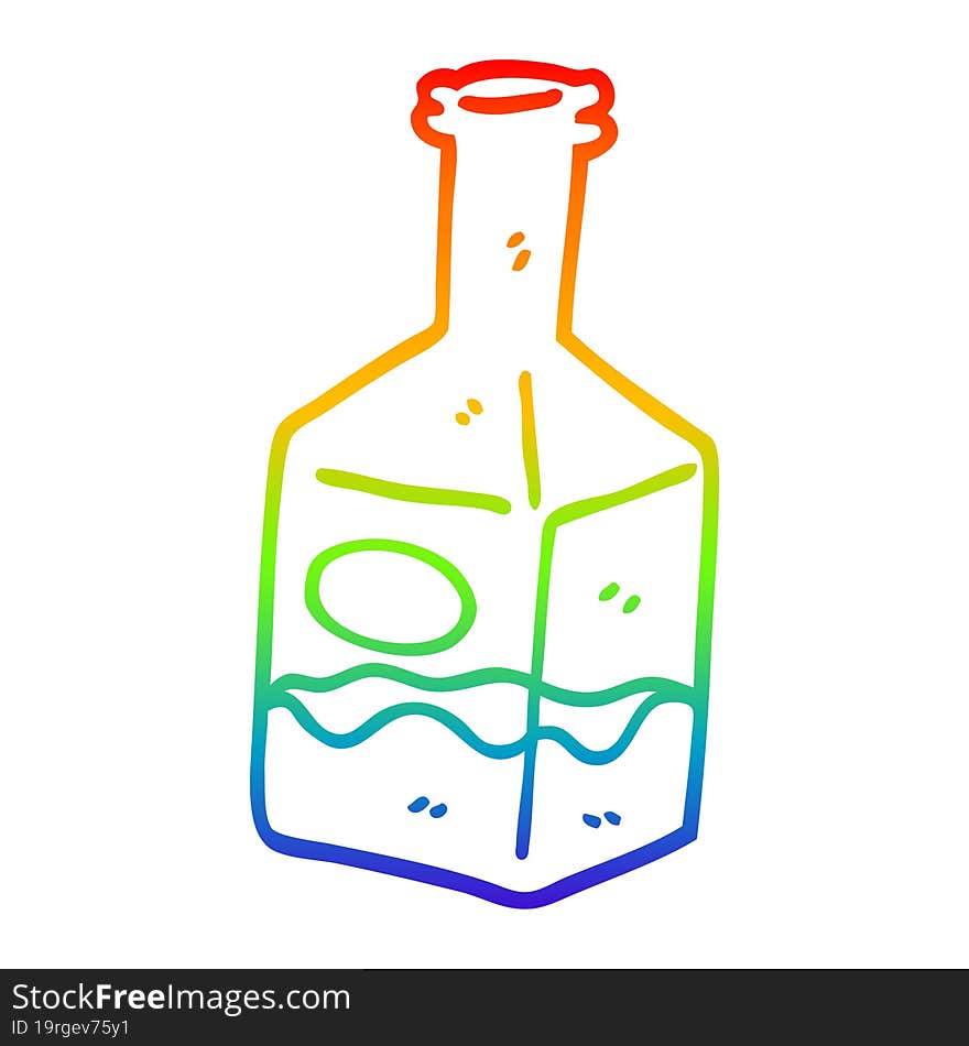 rainbow gradient line drawing of a cartoon drink in decanter