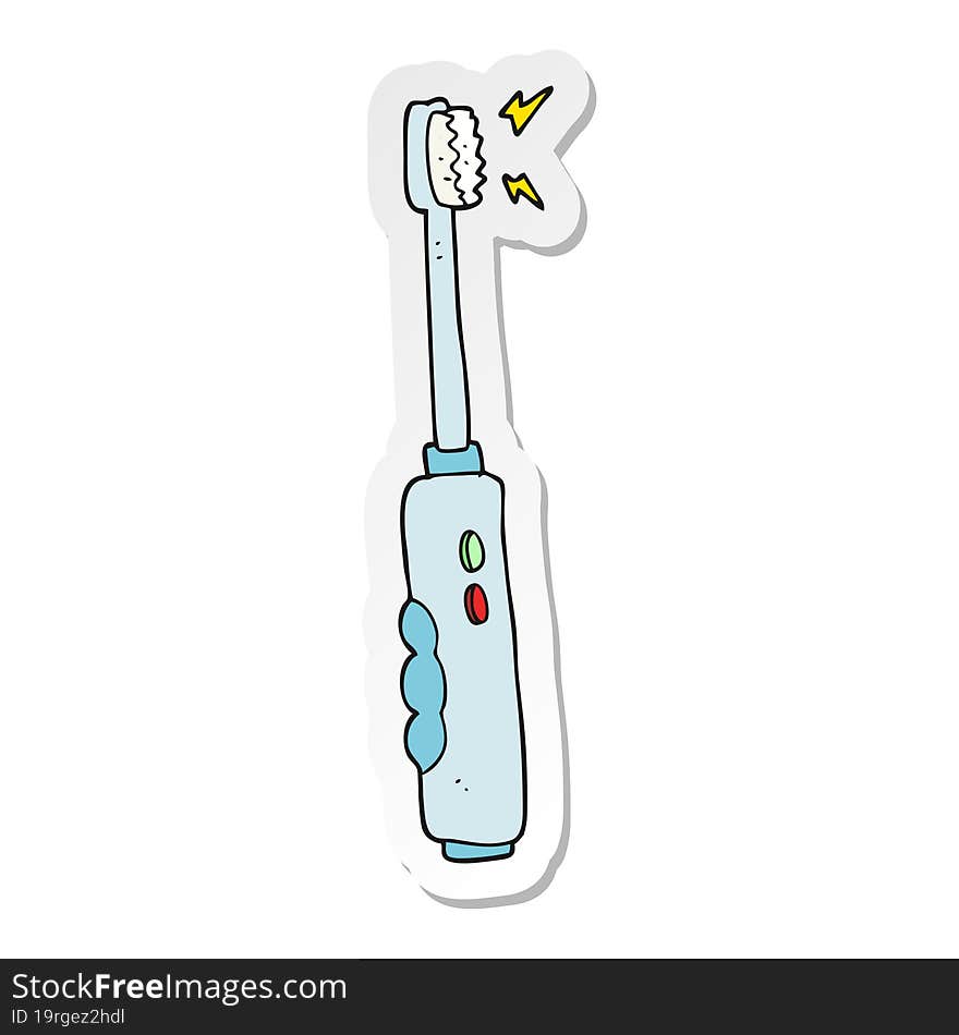 sticker of a cartoon buzzing electric toothbrush