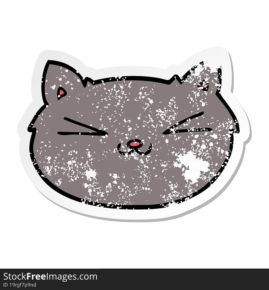 Distressed Sticker Of A Happy Cartoon Cat