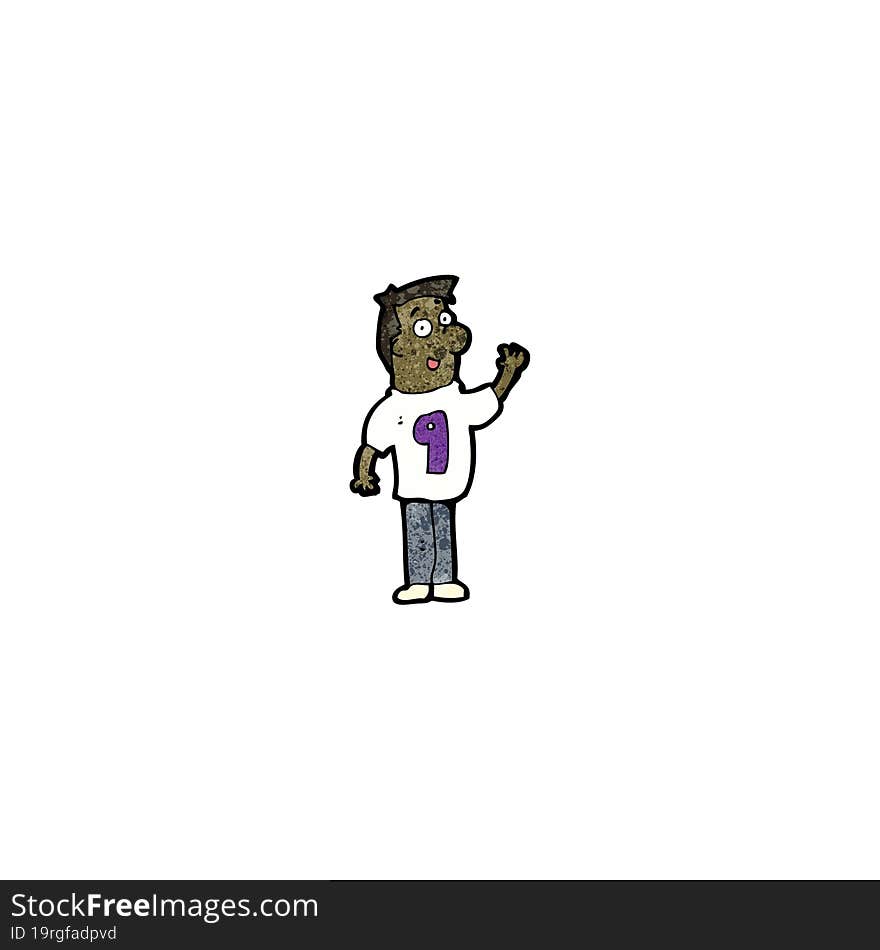 Cartoon Man In Shirt With Number Nine