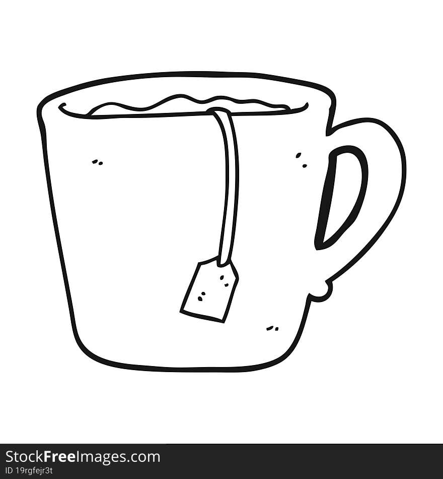 Black And White Cartoon Mug Of Tea