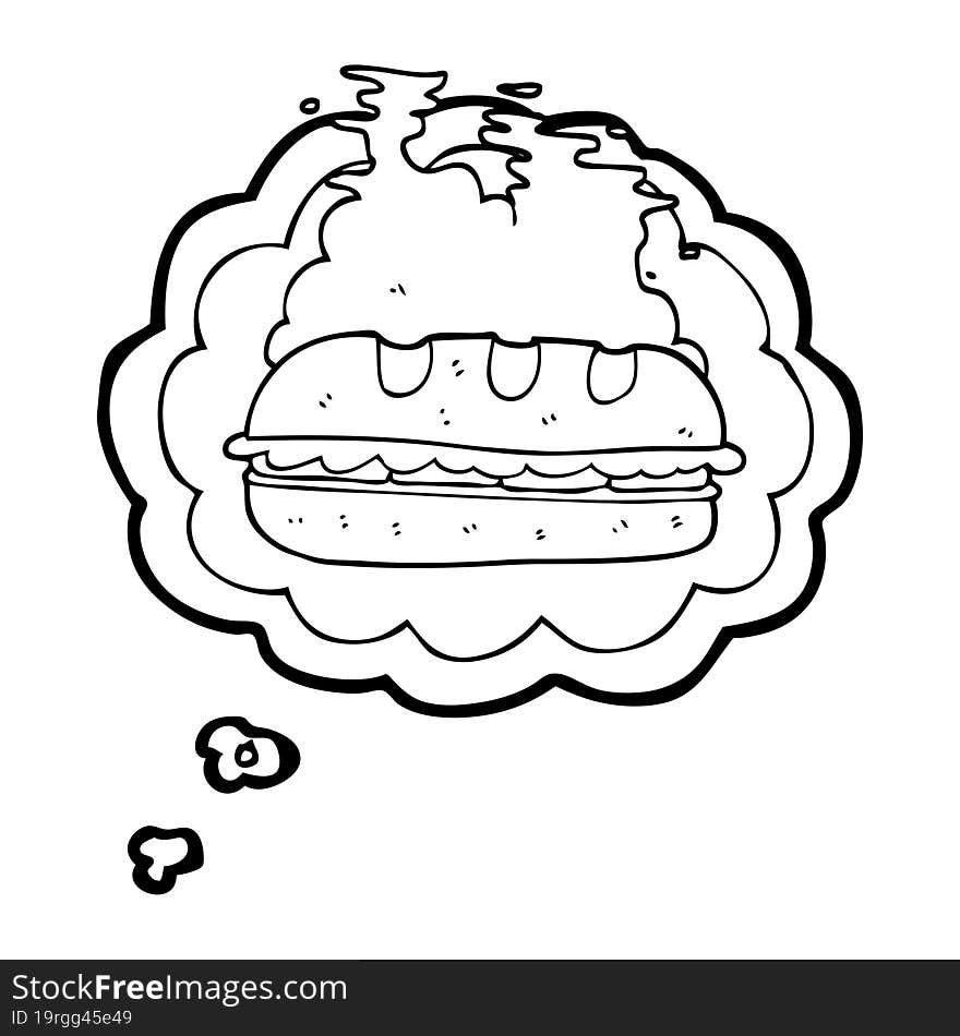 thought bubble cartoon huge sandwich