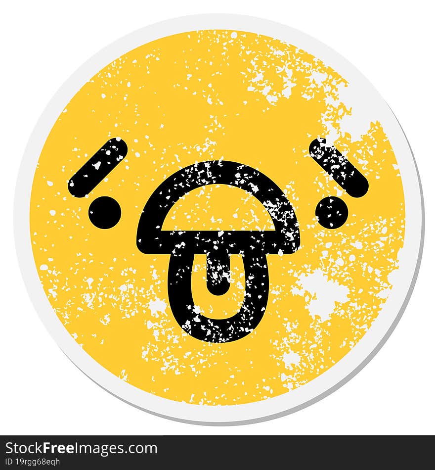 exhausted face with raised eyebrows circular sticker